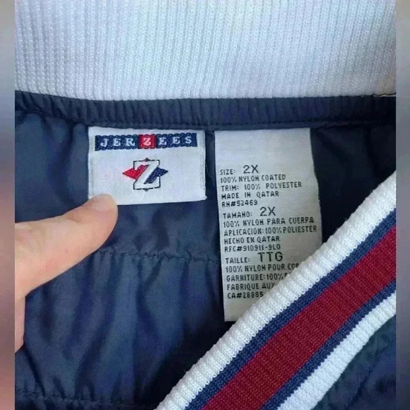 Vintage JERZEES Jacket Mens 2XL Navy Blue Pullover Coach Varsity Jacket 90s - Picture 7 of 10